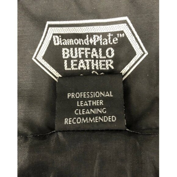 Diamond Plate Black Leather Snap Button Lace Up Side Motorcycle Biker Vest Sz XL - Picture 4 of 4